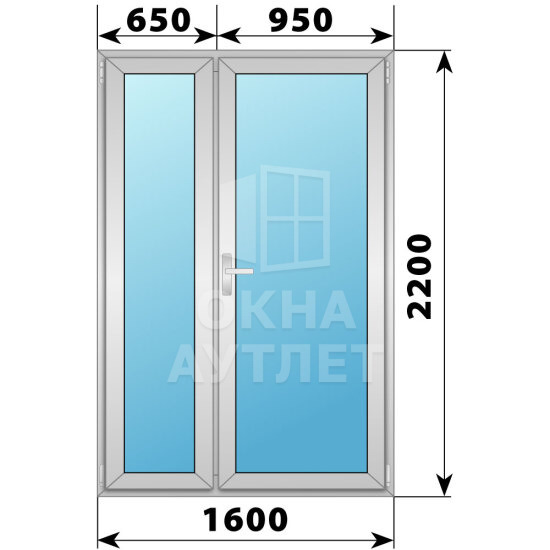 Алюминиевая межкомнатная полуторная остекленная дверь 1600×2200 ОА-65023