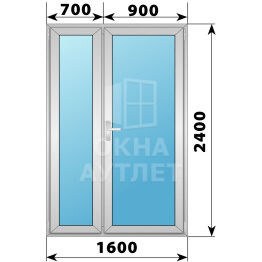 Алюминиевая межкомнатная полуторная остекленная дверь 1600×2400 ОА-65167