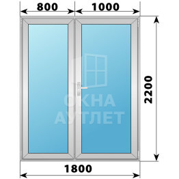 Алюминиевая межкомнатная полуторная остекленная дверь 1800×2200 ОА-65152