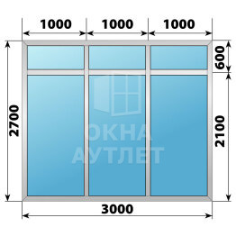 Алюминиевая перегородка 3000×2700 ОА-67366