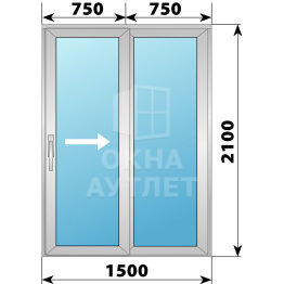 Алюминиевая раздвижная дверь 1500×2100 2С ОА-58825