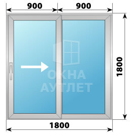 Алюминиевая раздвижная дверь 1800×1800 2С ОА-62314