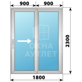 Алюминиевая раздвижная дверь 1800×2300 2С ОА-58828