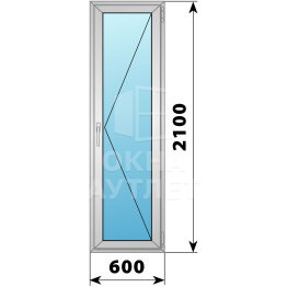 Алюминиевая стеклянная балконная дверь 600×2100 П ОА-58927