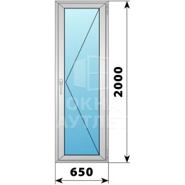 Алюминиевая стеклянная балконная дверь 650×2000 П ОА-58924