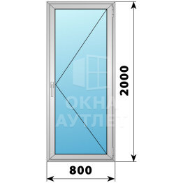 Алюминиевая стеклянная балконная дверь 800×2000 П ОА-58792