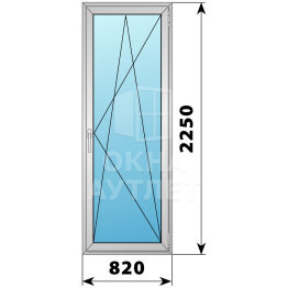 Алюминиевая стеклянная балконная дверь 820×2250 ПО ОА-59518