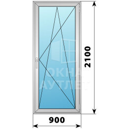 Алюминиевая стеклянная балконная дверь 900×2100 ПО ОА-58759