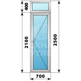 Алюминиевая стеклянная балконная дверь с фрамугой 700×2500 П ОА-59128