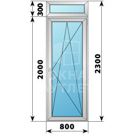 Алюминиевая стеклянная балконная дверь с фрамугой 800×2300 ПО ОА-59548