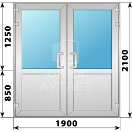 Алюминиевая входная двухстворчатая дверь со стеклом 1900×2100 ОА-66268