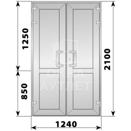 Алюминиевая входная двухстворчатая глухая дверь 1240×2100 ОА-65977