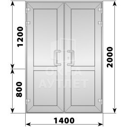 Алюминиевая входная двухстворчатая глухая дверь 1400×2000 ОА-64435