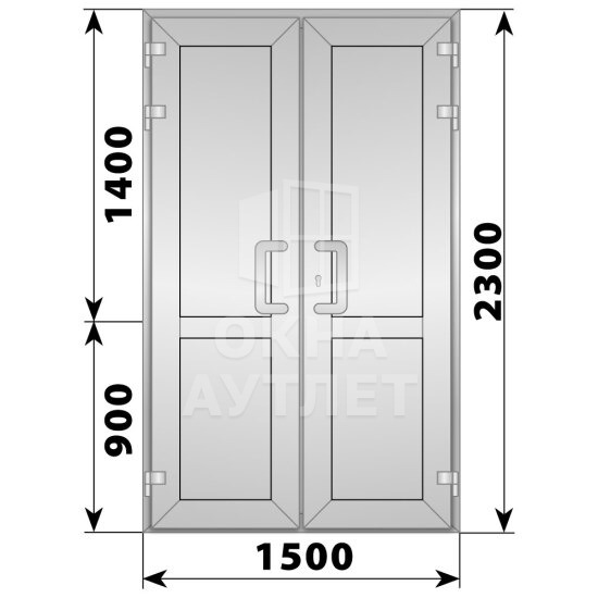 Алюминиевая входная двухстворчатая глухая дверь 1500×2300 ОА-66244