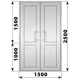 Алюминиевая входная двухстворчатая глухая дверь 1500×2500 ОА-66349
