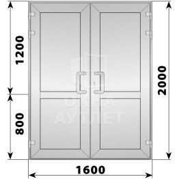 Алюминиевая входная двухстворчатая глухая дверь 1600×2000 ОА-66103