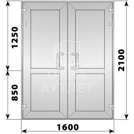Алюминиевая входная двухстворчатая глухая дверь 1600×2100 ОА-64390