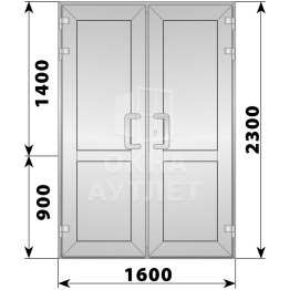Алюминиевая входная двухстворчатая глухая дверь 1600×2300 ОА-66286