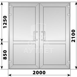 Алюминиевая входная двухстворчатая глухая дверь 2000×2100 ОА-66352