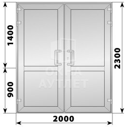 Алюминиевая входная двухстворчатая глухая дверь 2000×2300 ОА-66391