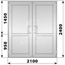Алюминиевая входная двухстворчатая глухая дверь 2100×2400 ОА-66412