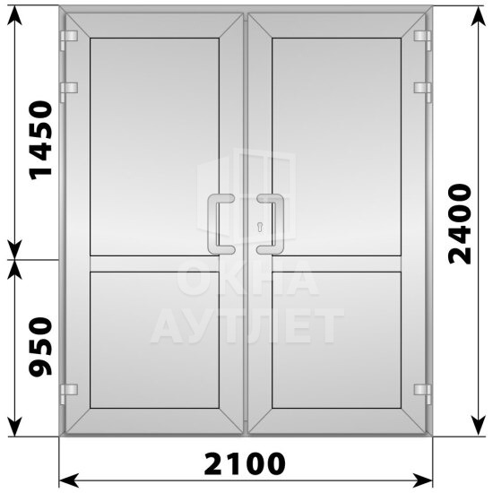 Алюминиевая входная двухстворчатая глухая дверь 2100×2400 ОА-66412
