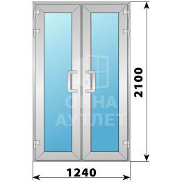 Алюминиевая входная двухстворчатая остекленная дверь 1240×2100 ОА-65836