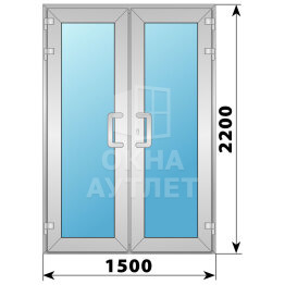 Алюминиевая входная двухстворчатая остекленная дверь 1500×2200 ОА-65881