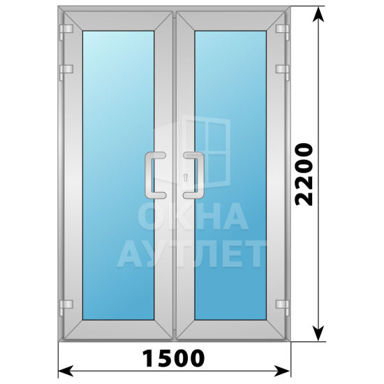 Алюминиевая входная двухстворчатая остекленная дверь 1500×2200 ОА-65881