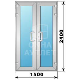 Алюминиевая входная двухстворчатая остекленная дверь 1500×2400 ОА-66133