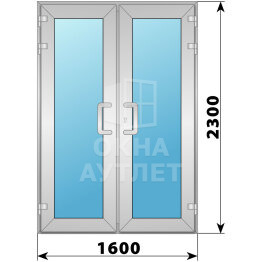 Алюминиевая входная двухстворчатая остекленная дверь 1600×2300 ОА-66127
