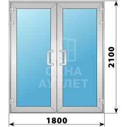 Алюминиевая входная двухстворчатая остекленная дверь 1800×2100 ОА-64273