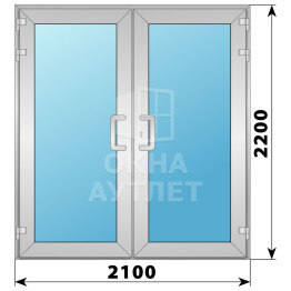 Алюминиевая входная двухстворчатая остекленная дверь 2100×2200 ОА-66319
