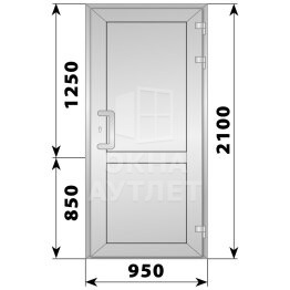 Алюминиевая входная одностворчатая глухая дверь 950×2100 ОА-65665