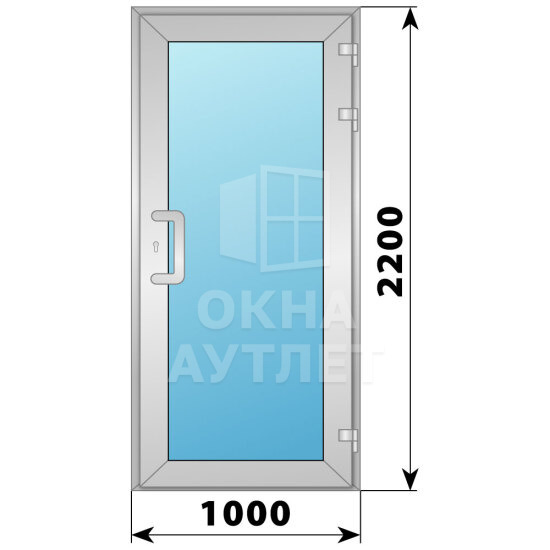 Алюминиевая входная одностворчатая остекленная дверь 1000×2200 ОА-63802