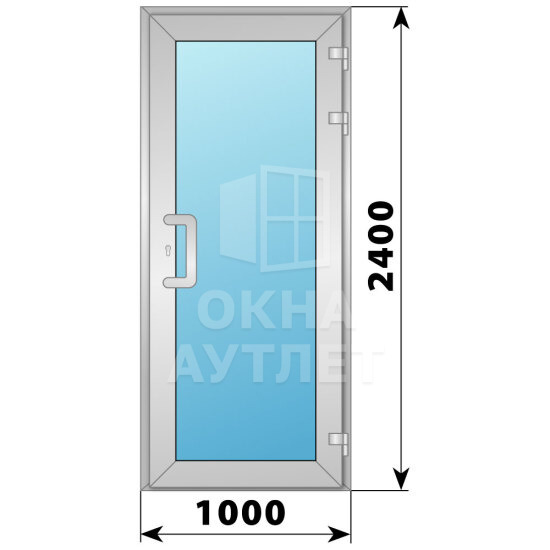 Алюминиевая входная одностворчатая остекленная дверь 1000×2400 ОА-65737