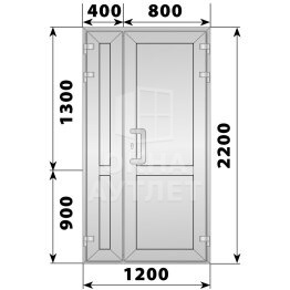 Алюминиевая входная полуторная глухая дверь 1200×2200 ОА-66037