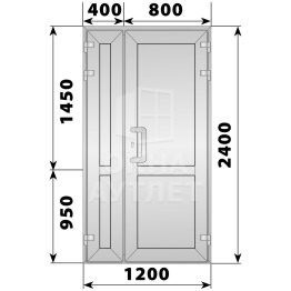 Алюминиевая входная полуторная глухая дверь 1200×2400 ОА-66148