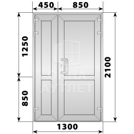 Алюминиевая входная полуторная глухая дверь 1300×2100 ОА-64117