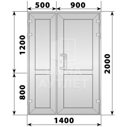 Алюминиевая входная полуторная глухая дверь 1400×2000 ОА-66013