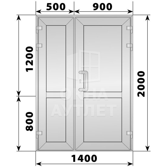 Алюминиевая входная полуторная глухая дверь 1400×2000 ОА-66013
