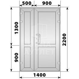 Алюминиевая входная полуторная глухая дверь 1400×2200 ОА-66136
