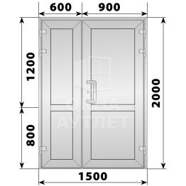 Алюминиевая входная полуторная глухая дверь 1500×2000 ОА-66070