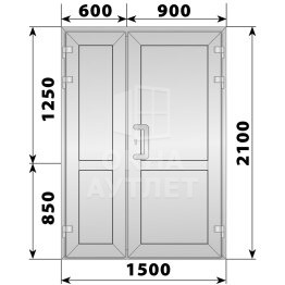 Алюминиевая входная полуторная глухая дверь 1500×2100 ОА-66178