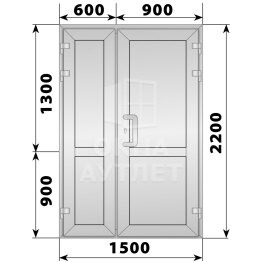Алюминиевая входная полуторная глухая дверь 1500×2200 ОА-66073