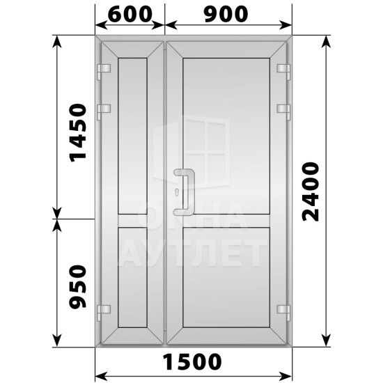 Алюминиевая входная полуторная глухая дверь 1500×2400 ОА-66310