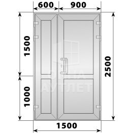 Алюминиевая входная полуторная глухая дверь 1500×2500 ОА-66355