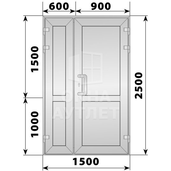 Алюминиевая входная полуторная глухая дверь 1500×2500 ОА-66355