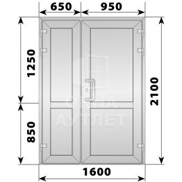 Алюминиевая входная полуторная глухая дверь 1600×2100 ОА-66169