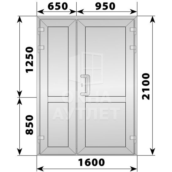 Алюминиевая входная полуторная глухая дверь 1600×2100 ОА-66169